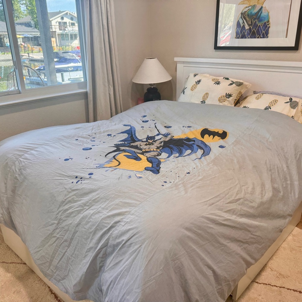Pottery Barn Kids Gray, Blue & Yellow Batman Duvet Cover